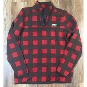 Women's L.L. Bean Sweater Fleece Pullover Size M Buffalo Red Plaid NWOT
